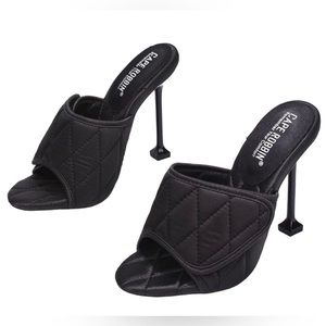 Open Box Cape Robbin Leelee Women's Stiletto Peep Toe Quited High Heels, Heeled